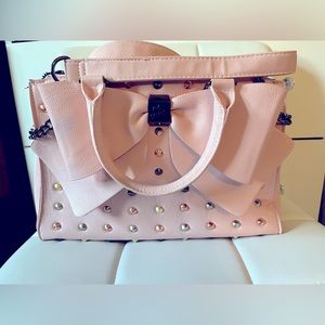 Betsey Johnson blush pink Satchel bag with silver hardware!